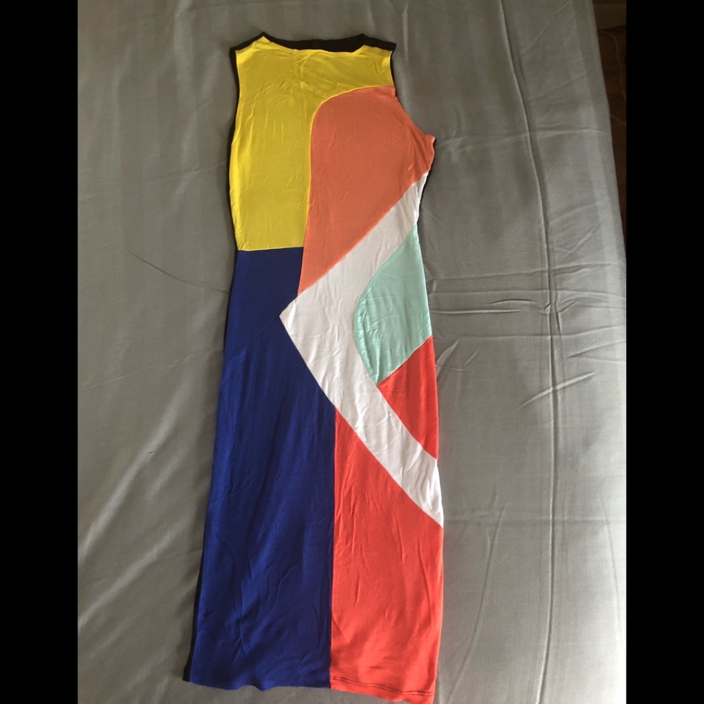 Color block midi jersey dress